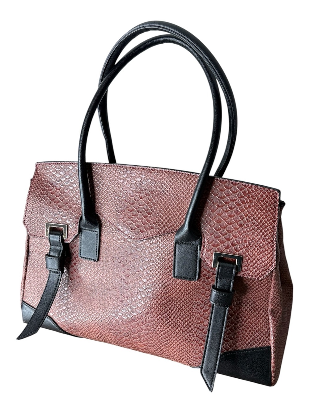 PIORINA ITALY Leather Snakeskin Python Firkin Handbag Structure Birkin Style